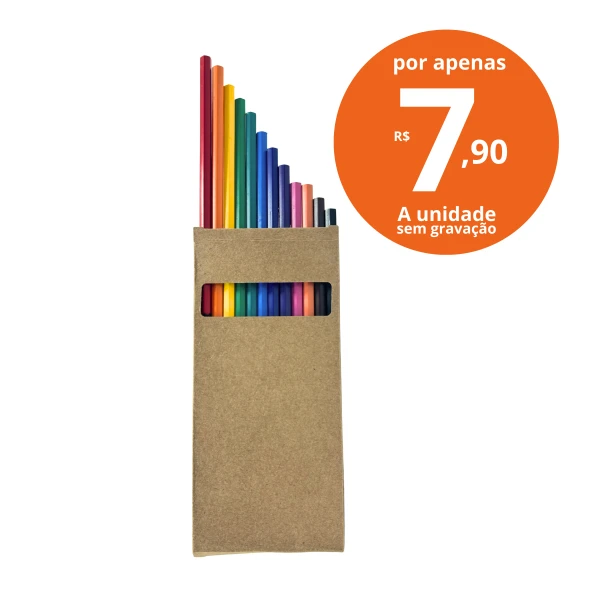 Caixa de cartão com 12 lápis de cor